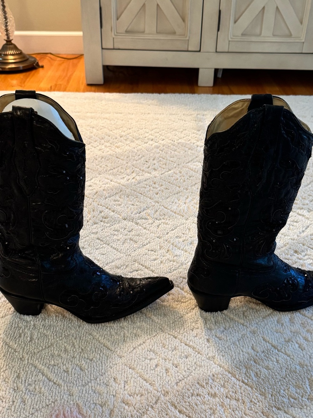 Women's Black Embroidered Western Heeled Boots